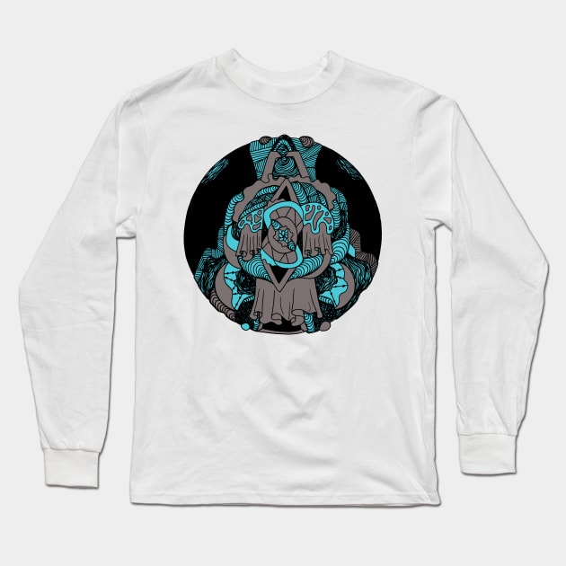 Blue Grey Circle of Ornament Long Sleeve T-Shirt by kenallouis